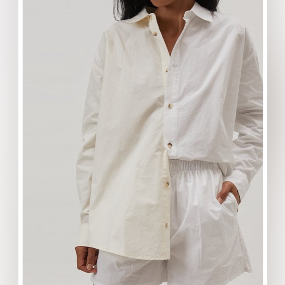 Donni two-tone pop button down shirt